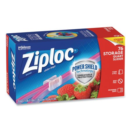 Ziploc Slider Storage Bags, 1 qt, 5.88" x 7.88", Clear, PK9 662102